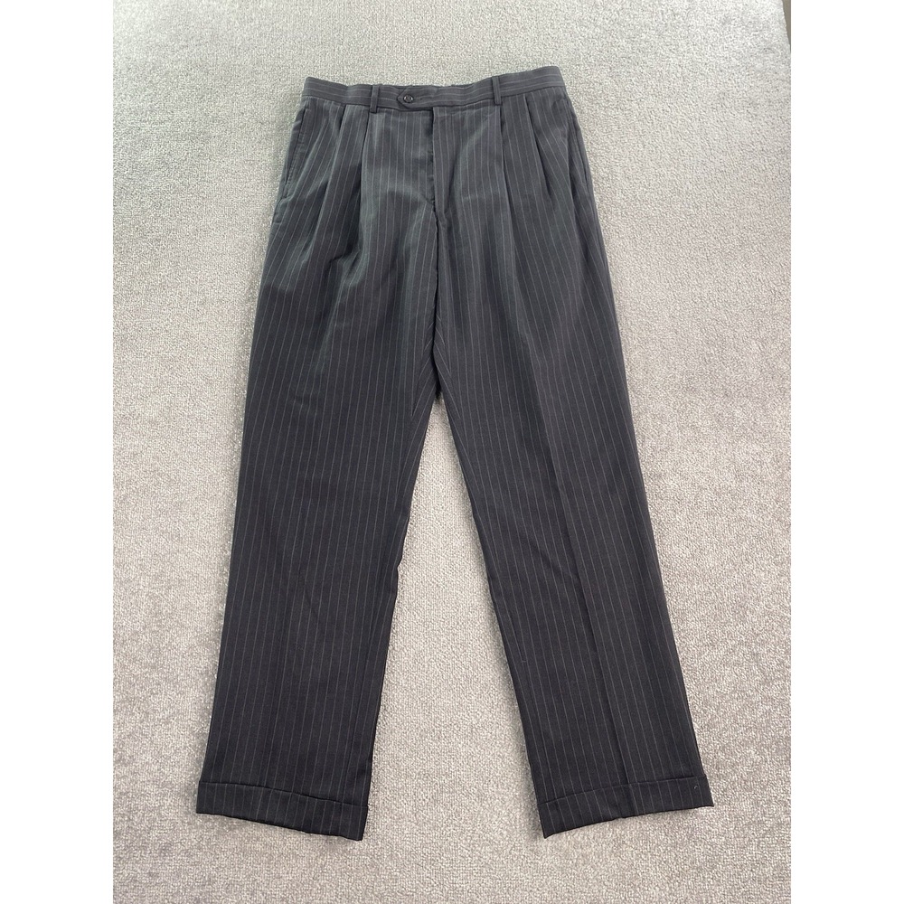 Jos. A Bank Suit 41 L Gray Wool Striped Premium Business Jacket Pants Set 36x34 - Picture 10 of 16